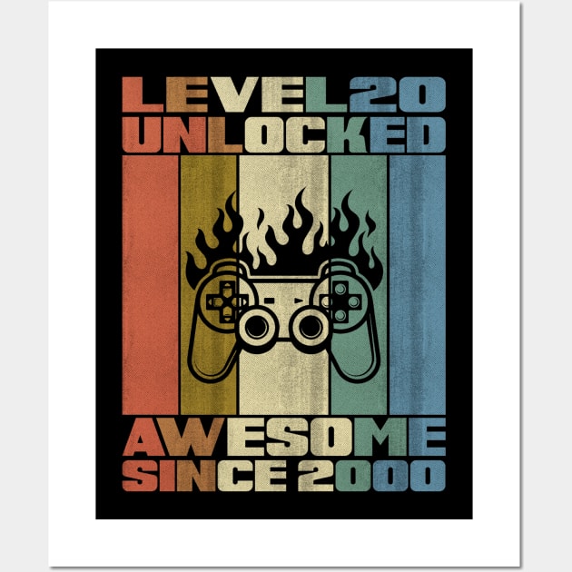 Level 20 Unlocked Birthday 20 Years Old Awesome Since 2000 Wall Art by 5StarDesigns